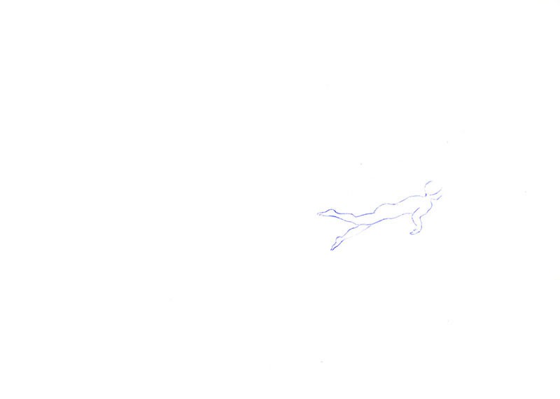 <span class=titre_dessin>Nageuse</span> stylo bille sur papier, 21 x 30 cm, encadrés blanc, 2018
